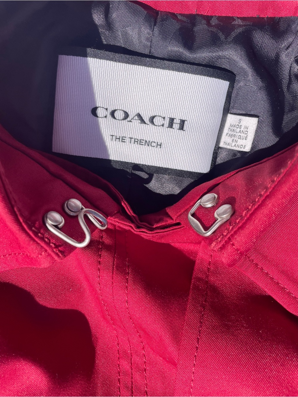 Coach Double-Breasted Crimson Trench Coat with Belt - Picture 3 of 16